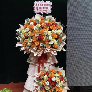 Kệ Hoa Chúc Mừng Tone Cam Hồng Thanh Lịch - KH4