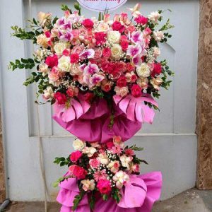 Kệ Hoa Chúc Mừng Tone Hồng Cao Cấp - KH5