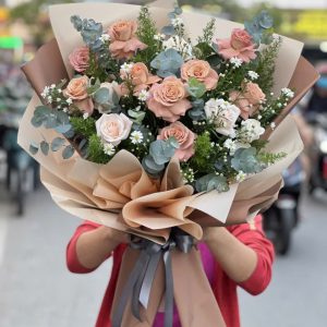 Bó Hoa Nâu Đất Vintage Phong Cách Hàn Quốc - CM41