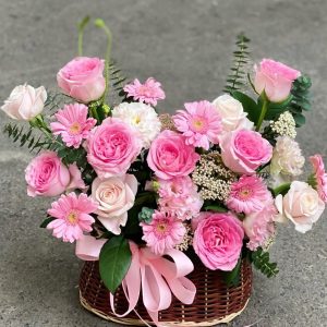 Giỏ Hoa Tone Hồng Nàng Thơ - GH41