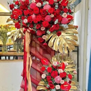 Kệ Hoa Chúc Mừng Tone Đỏ Sang Trọng – KH45