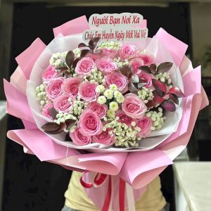 Bó Hoa Sinh Nhật Tone Hồng Sang Trọng– CM160