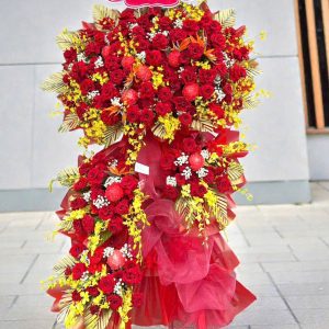 Kệ Hoa Khai Trương 3 Tầng Tone Đỏ Sang Trọng – CM174