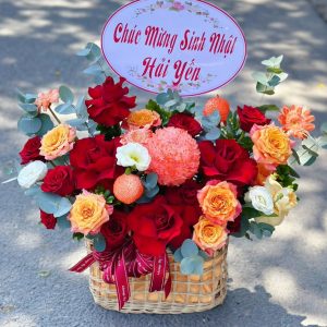 Giỏ Hoa Hồng Đỏ Mix Mẫu Đơn Sang Trọng – GH136