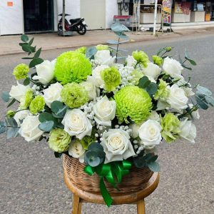 Giỏ Hoa Xanh Lá Thanh Khiết – GH138
