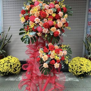 Kệ Hoa Chúc Mừng Tone Đỏ Ấn Tượng - KH33