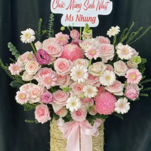 Giỏ Hoa Hồng Pastel Nàng Thơ – GH135