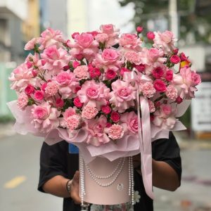 Giỏ Hoa Tone Hồng Sang Trọng – GH170