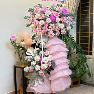 Kệ Hoa Khai Trương Tone Hồng Hiện Đại – CM160