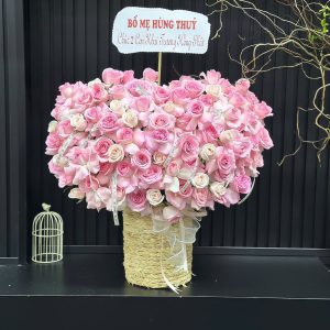 Giỏ Hoa Tone Hồng Sang Chảnh  – GH74