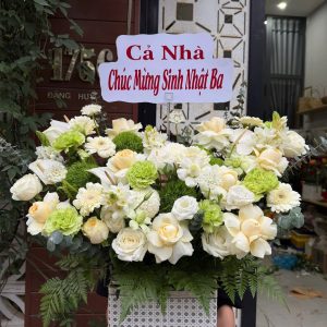Giỏ Hoa Tone Xanh Tươi Mát  – GH80