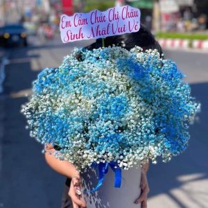 Giỏ Hoa Baby Xanh Tặng Anh NY – GH84