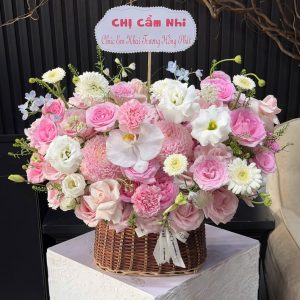 Giỏ Hoa Sinh Nhật Tone Hồng Ngọt Ngào  – GH86