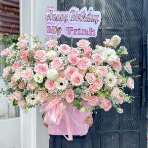 Giỏ Hoa Tone Hồng Nàng Thơ Gửi Trao Yêu Thương – GH89