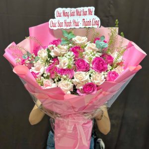Bó Hoa Tone Hồng Chúc Mừng – CM177