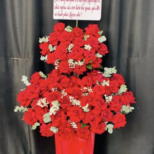 Giỏ Hoa Hồng Đỏ 2 Tầng Rực Rỡ – GH119