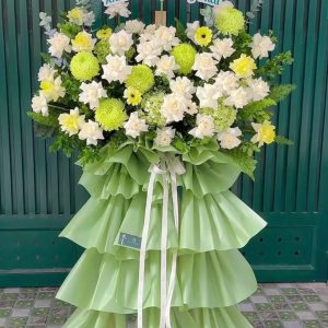 Kệ Hoa Chúc Mừng Tone Xanh Mint Tươi Mát - KH32