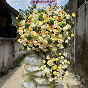 Kệ Hoa Chúc Mừng Tone Xanh Mạ Non Hiện Đại – KH87