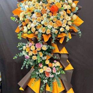 Kệ Hoa Chúc Mừng Tone Vàng 3 Tầng Sang Trọng – CM148