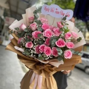 Bó Hồng Bung Tone Hồng Ngọt Ngào - CM154